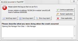Win 7 x64 - Site Manager crashing app in all versions after release 1658-fxp_err-png